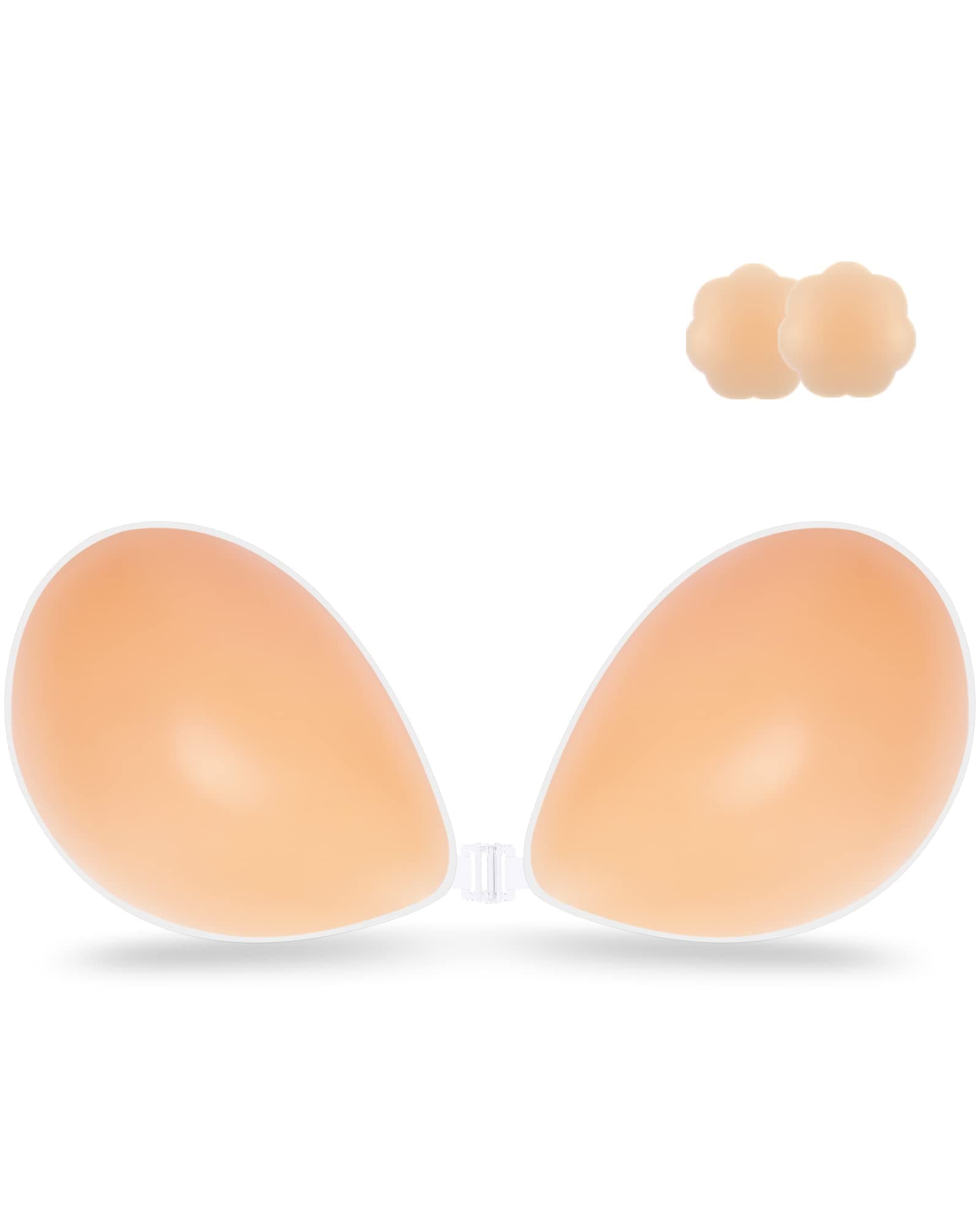 LoxotoSticky Adhesive Silicone Push Up Invisible Bra - Backless, Strapless for Women with Nipple Covers