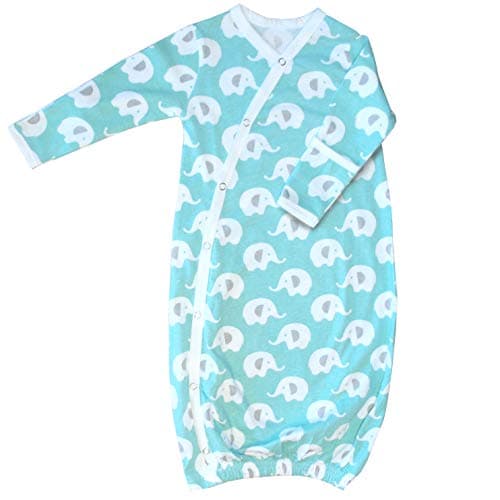 Cambria Baby 100% Organic Kimono Gowns. Side Snaps with Built in Mitts.