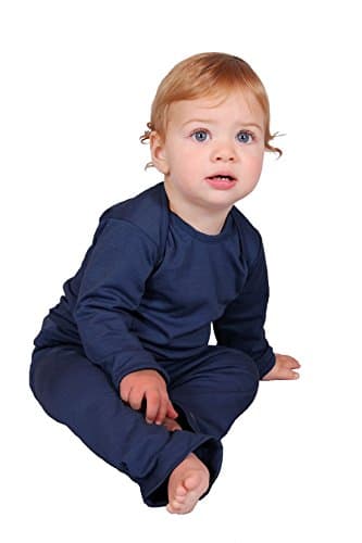 Sweet Cheeks Merino Unisex Kid/Baby Pajama Set, 100% Merino Wool, 6-12 Months Blue, Long Sleeve Thermal Underwear Base Layer