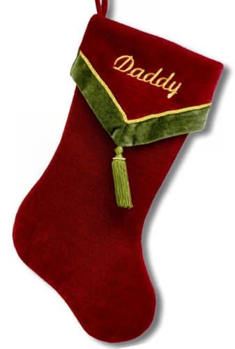 19" Burgundy Velvet Christmas Stocking with Green Tassel