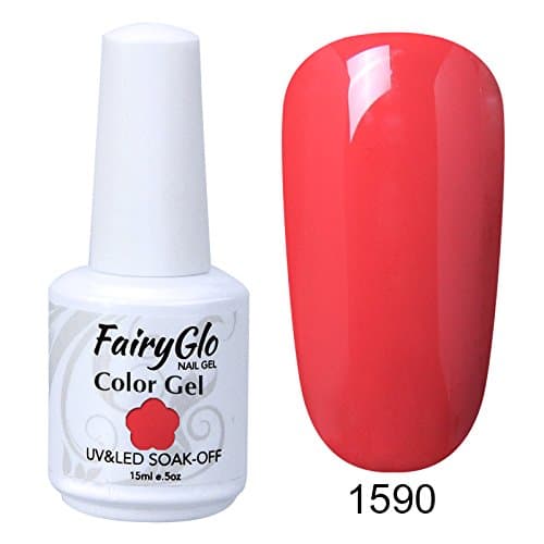 FairyGlo Gel Nail Polish Colour Coat Varnish Soak Off UV LED Beauty Salon Manicure Decor Nail Art 15ml Cherry Tomato 1590