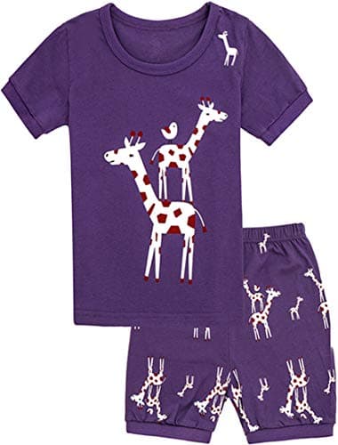 Tkala Fashion Girls Pajamas 1-12 Years Summer Shorts Sets Pjs 100% Cotton Kids Sleepwear (Purple, 8 Years)