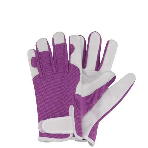 Briers Ladies Smart Gardening Gloves Purple Leather Durable Strap Professional Garden Gloves