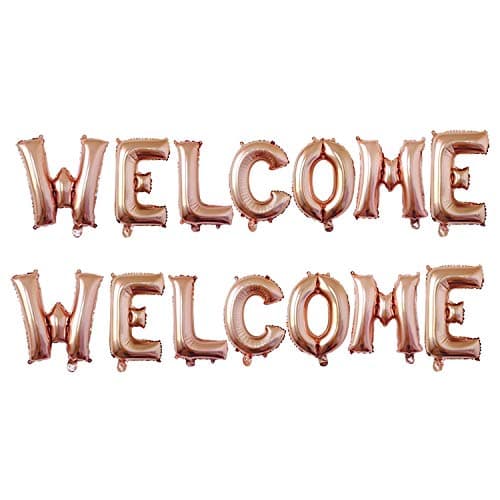 Welcome Foil Balloons WELCOME Letters Mylar Balloon Banner for Wedding/Birthday/Bridal Shower/Bachelorette/New Year/Graduation Party Decorations, 16 Inch, set of 2(Rose Gold)