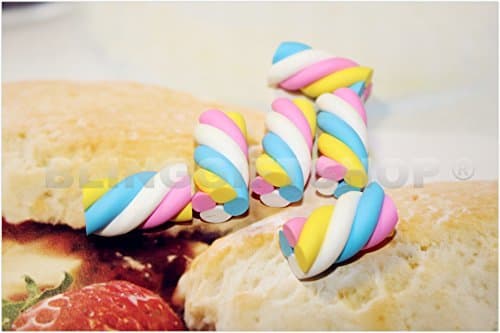 BlingGiftShopÂ® 6 x Marshmallow Kawaii Decoden Cabochons Flatback craft DIY Embellishments