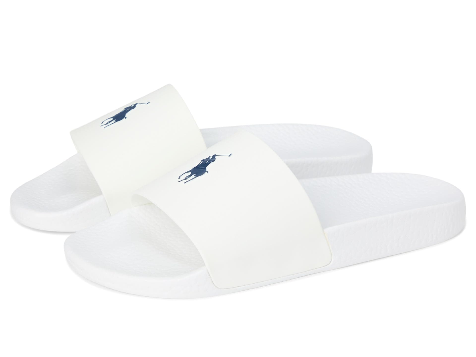POLO RALPH LAUREN Men's Polo Slide, White/Navy, 13