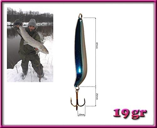 Silver blue spoon lure / spinner bait / fishing bait spinner for fresh & salt water. 19g. Professional spoon-bait!!!
