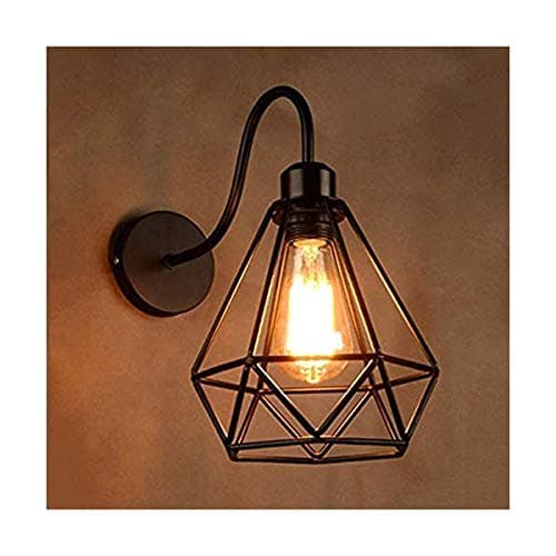 Geometric Black Metal Wall Light – Modern Industrial Decorative Sconce, Living Room, Bedroom, Cafe, E27 Holder (Bulb not Included) Small Pack of 1