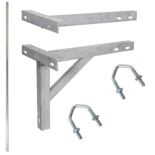 10 Foot 3.05m - TV Aerial Pole & T K Bracket - Long Mast Wall Mounting Install Kit - Loops