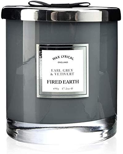 Fired Earth Large Candle Glass, Earl Grey and Vetivert