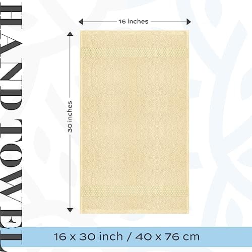 White Classic Luxury Beige Hand Towels - Soft 100% Turkish Cotton | Highly Absorbent Hotel spa Bathroom Towel Collection | 16x30 Inch | Set of 6