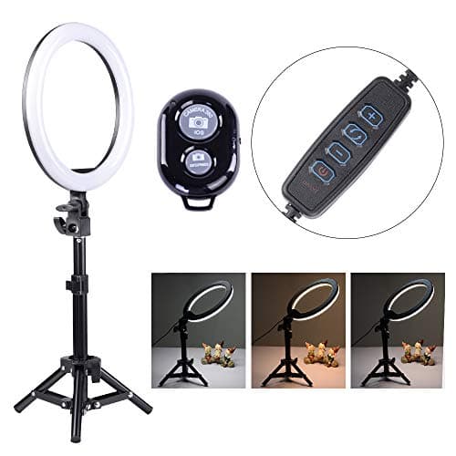 Hakutatz Dimmable 14 inches 42W 5500K LED Ring Light Kit for Camera Studio with Bag,Filter Set,Extended Mini Ball Head,Cellphone Clip Holder,Mirror,Bluetooth Receiver,Soft Tube,Screwdriver,Light Stand
