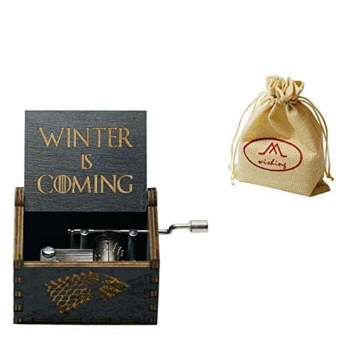 wishing Game of Thrones Wooden Hand Crank Music Box Classic Vitrage Wood Hand Music Box Theme Music Box Best Gift for Kids,Friends (Black)