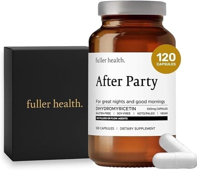 Fuller Health After Party, Dihydromyricetin Supplement | Supports Liver, Metabolism, Energy Levels, Post-Celebration Relief | Feel Refreshed, 650mg Per Pill | 1 Bottle, 24 Servings