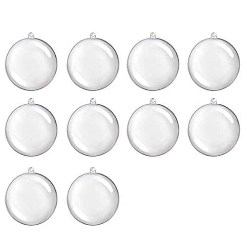LANLONG Christmas Transparent Ball Candy Boxes Romantic Design Christmas Decorations Transparent Ball Can Open Plastic Bauble Ornament- Pack of 10 (80mm - Carton Packaging)