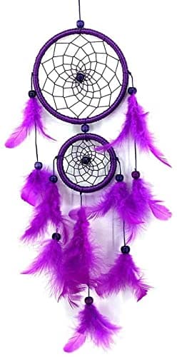 U-M Home Décor 1PC Handmade Lace Dream Catcher Feather Bead Hanging Decoration for Bedroom Living Bathroom House Shop Office Decor Ornament (Purple) Useful and Fashion