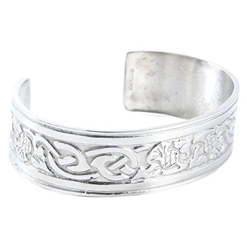 Stunning Ladies Polished Pewter Scottish Thistle Adjustable Bangle Bracelet