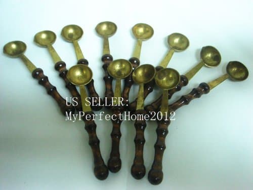 【us seller】12 pc Wooden Handle Metal Wax Melting Spoon Without Wax