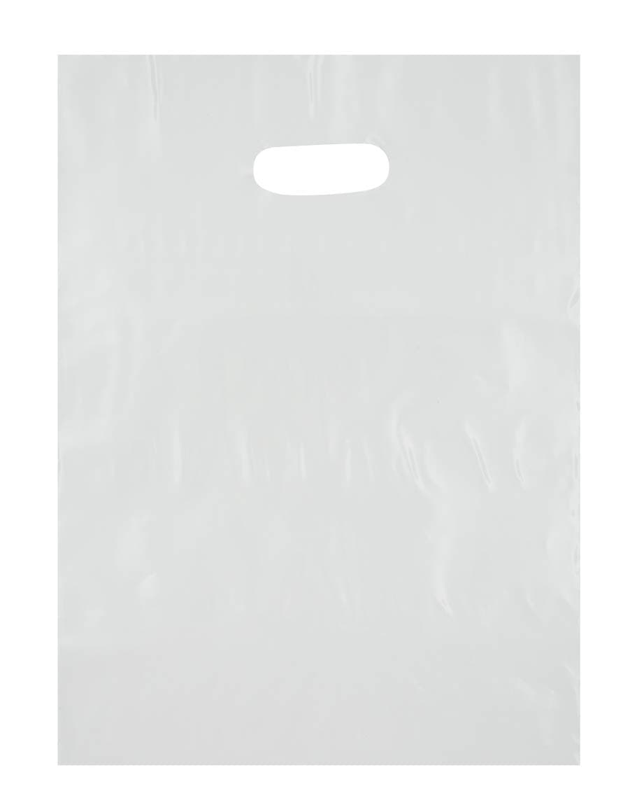 9x12 White Die Cut Handle Plastic Shopping Bags 100/cs