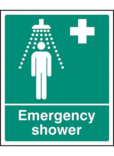 Caledonia Signs 26001H Emergency Shower Sign, Self Adhesive Vinyl, 300 mm x 250 mm