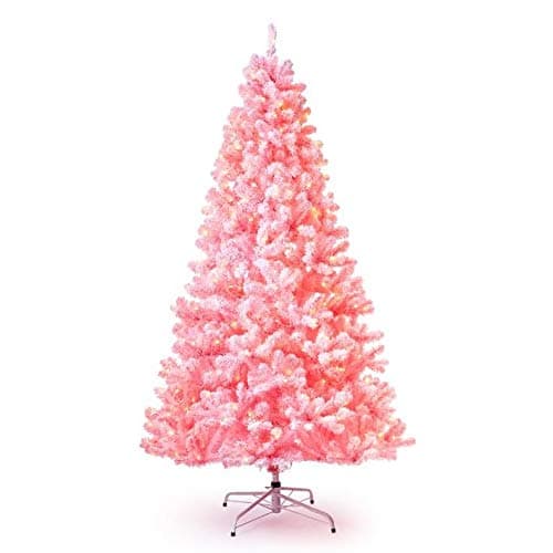 KING OF CHRISTMAS 7.5 Foot Blue Flock Artificial Christmas Tree Pre-lit with 600 Warm White LED Lights