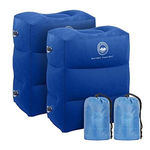 Inflatable Travel Foot Rest Pillow | Kids Airplane Bed to Sleep | Adjustable Height Leg Pillow | with Bonus Pillow Cover | Best Kids Travel Accessories for Air, Car, Train