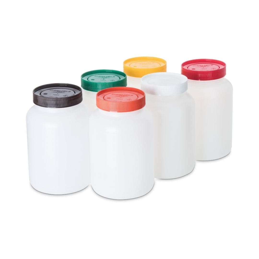 Carlisle FoodService ProductsStor N' Pour Half Gallon Containers with Assorted Lids for Bar, Kitchen, And Restaurant, Plastic, 0.5 Gallon, Assorted Colors, (Pack of 6)