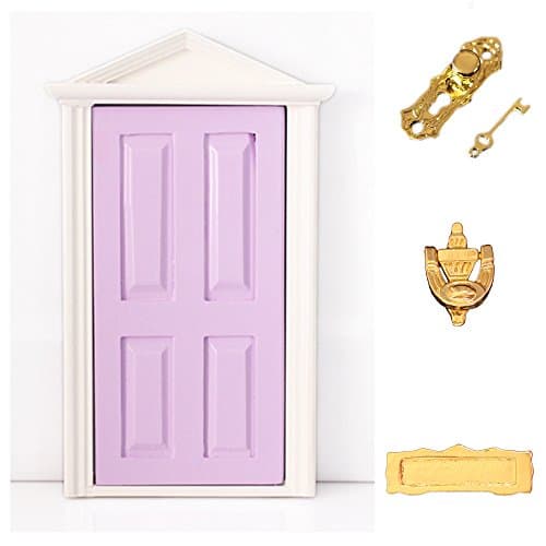 dreamflyingtech 1:12 Purple Miniature Wooden Fairy Dollhouse Dolls with Hardware Décor Kid