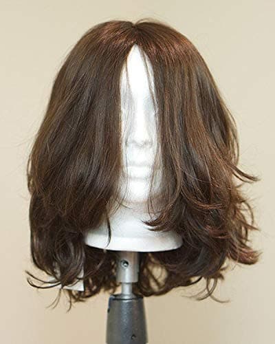 iVogue Human Hair Kosher Wig with Silk Base Soft Virgin European Human Hair Jewish Wigs Shevy Cap Remy Hair Wigs with Silk Top Natural Skin Base Wavy Layer(14inch, Natural Color)