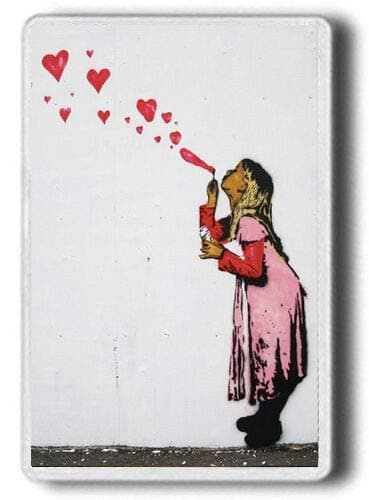 BANKSY LOVE GIRL HEARTS! LARGE SIZE FRIDGE MAGNET! JUMBO SIZE