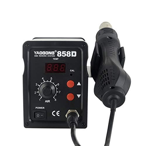 SMD Digital Rework Soldering Station Hot Air Lead-Free Soldering Iron 858D ESD PLCC BGA with 3 Nozzle