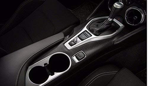 Highitem 4PCS Gear Shift Knob Cover Water Bottle Frame Cover Interior Accessories Parts ABS for Chevrolet Camaro 2016 Up (Silver matt)