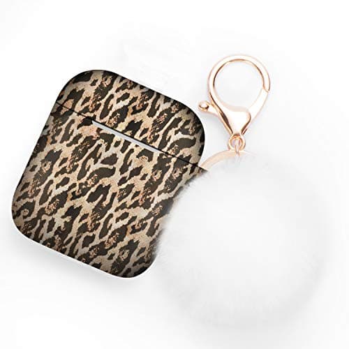 Acestar AirPods Case Cover, Luxury AirPods Accessories Series, Shockproof TPU Protective Cover with Fluffy Fur Ball Keychain for Girls Women (AirPods 2/1)