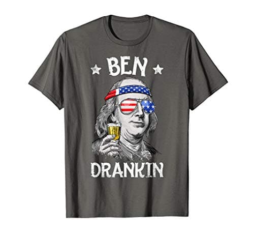 Lique PatrioticBen Drankin 4th of July Benjamin Franklin Men Women USA Flag T-Shirt