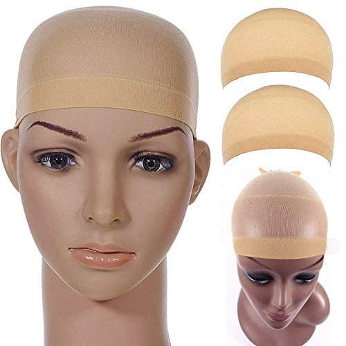 2 Pack Wig Cap Nylon Stocking Wig Caps for Women Beige