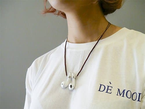 Premium Compatible Airpods/Sunglasses Handwoven Necklace with 925 Silver Pendants built in earbud holders (Black)