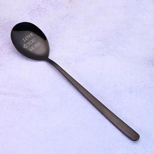 Jowmoy Love You More - Anniversary Birthday Gifts for Couple, Christmas Gifts, Personalized Coffee Spoon 1 Pcs silvery black