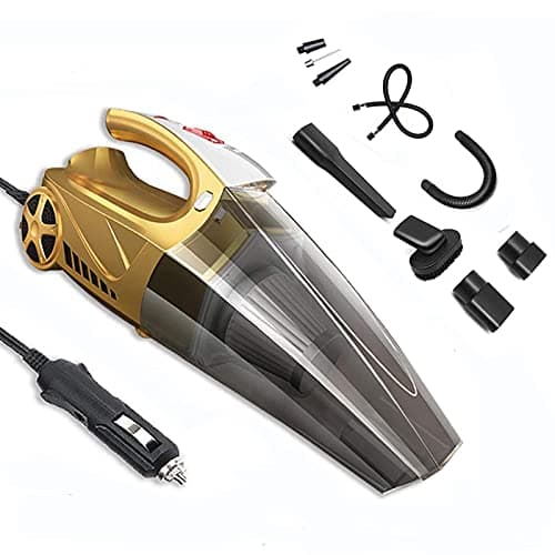 LECHEBANG LB 4 in 1 Car Air Pump Car Vacuum Cleaner Hand Held Vacuum Wet Dry DC 12V Vacuum High Power Vacuum with Digital Tire Inflator and LED for Lighting - HEPA Filter
