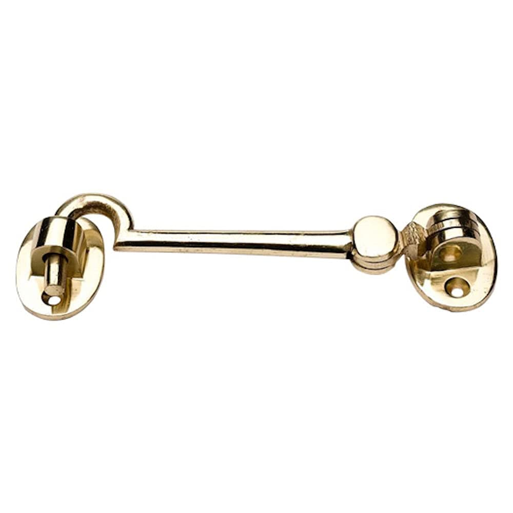 Merriway BH02550 Solid Brass Silent Cabin Door Hook and Eye Catch, 150mm (6 inch)