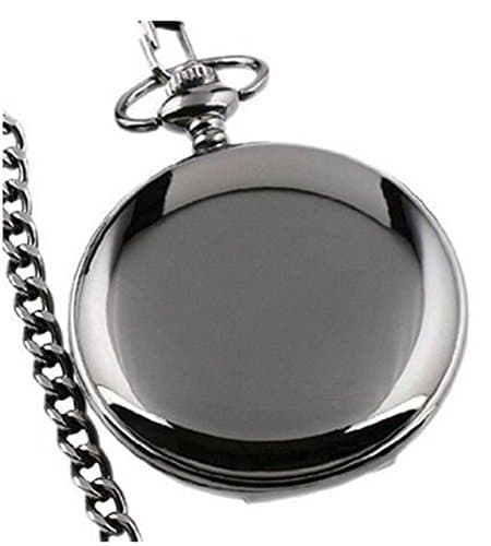 Tirio Mens Black Smooth Stainless Steel Case White Arabic Numbers Modern Pocket Watch Comes with Gift Box