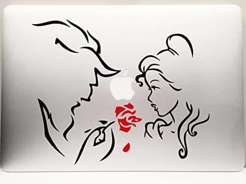 Beauty the Beast and the Red Rose Car Truck SUV Laptop Toolbox Wall Window Die Cut Vinyl Decal Sticker ( Black Red, 8")