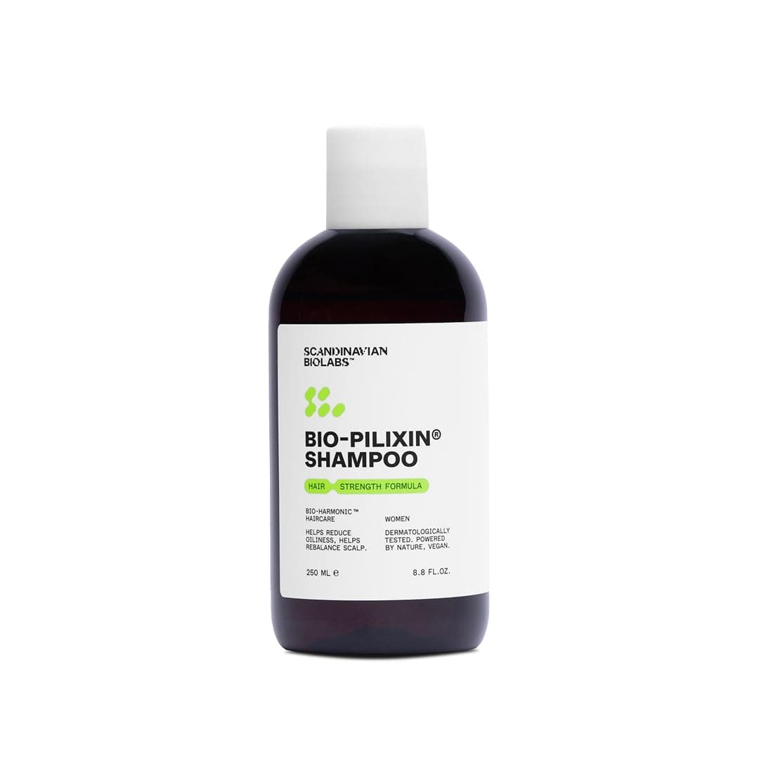 - Bio-Pilixin® Shampoo For Women | Strengthens Hair, Helps Greasiness, Balances Scalp, Eucalyptus Aroma, Dermatologically Tested, Made in Denmark, 250 mL/ 8.8 Oz