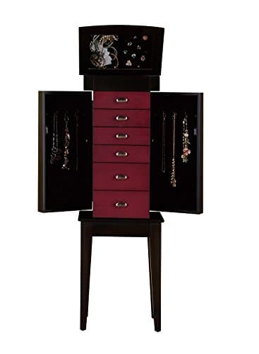 6 Drawers Jewelry Armoire, Black and Purple