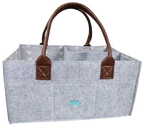 Baby Diaper Caddy Organizer - Baby Shower Gift Basket For Boys Girls, Large Portable Travel Car Organizer, Nursery Storage Bin for Changing Table, Newborn Infant Gift Registry (Urban)