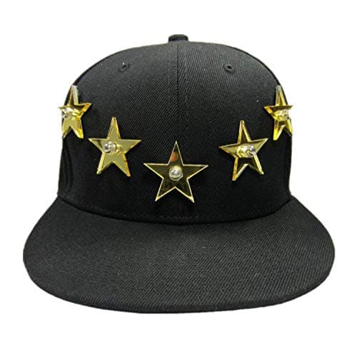 WIIPU Unisex Star Hip-Hop Hat Snapback Baseball Cap(J118) Black