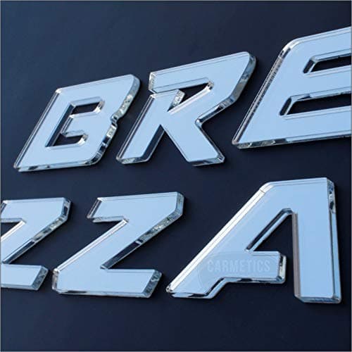 CARMETICS BREZZA 3D Mirror Finish Letters Logo Emblem Bonnet Accessories Free Chrome Diesel Stickers Set for Maruti Suzuki Vitara (Not Chrome or NOT Metal Letters)