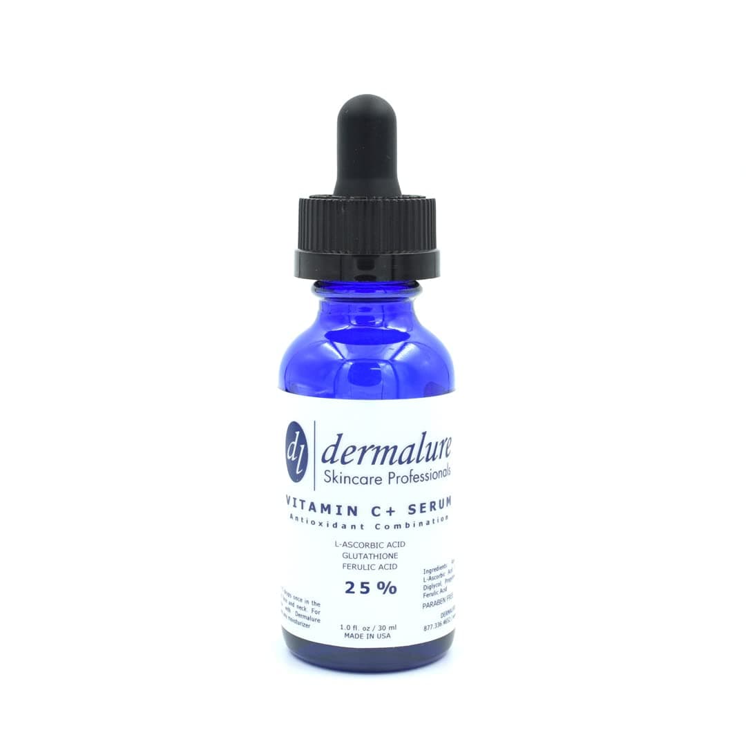 Dermalure VITAMIN C SERUM 25% 1oz. 30ml Skin and Face | Tri-Blend Formula with C Ferulic and Glutathione | Powerful Anti Oxidant Repair Serum for Erasing Wrinkles and Blemishes