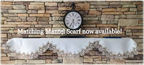 Table Runner Dresser Scarf Taupe Lace Antique White 36 Inch Plus 2 Doilies 3 Piece Set Earth