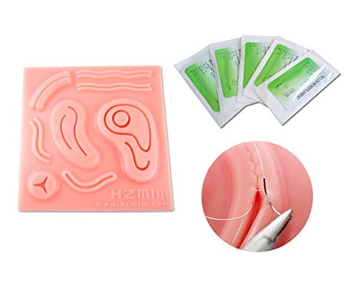 Laplay 3D Suture Pad with Wounds for Doctors, Medical Students, Veterinarians and Nurses. Soft Silicone. Durable and Reusable. 6 x 6 inches
