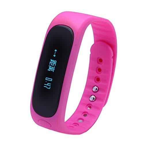 Crelander E02 Smartband Bluetooth Fitness Tracker Wristbands Waterproof Fashion Bracelet with Pedometer Sleep for IOS and Android Phones (pink )